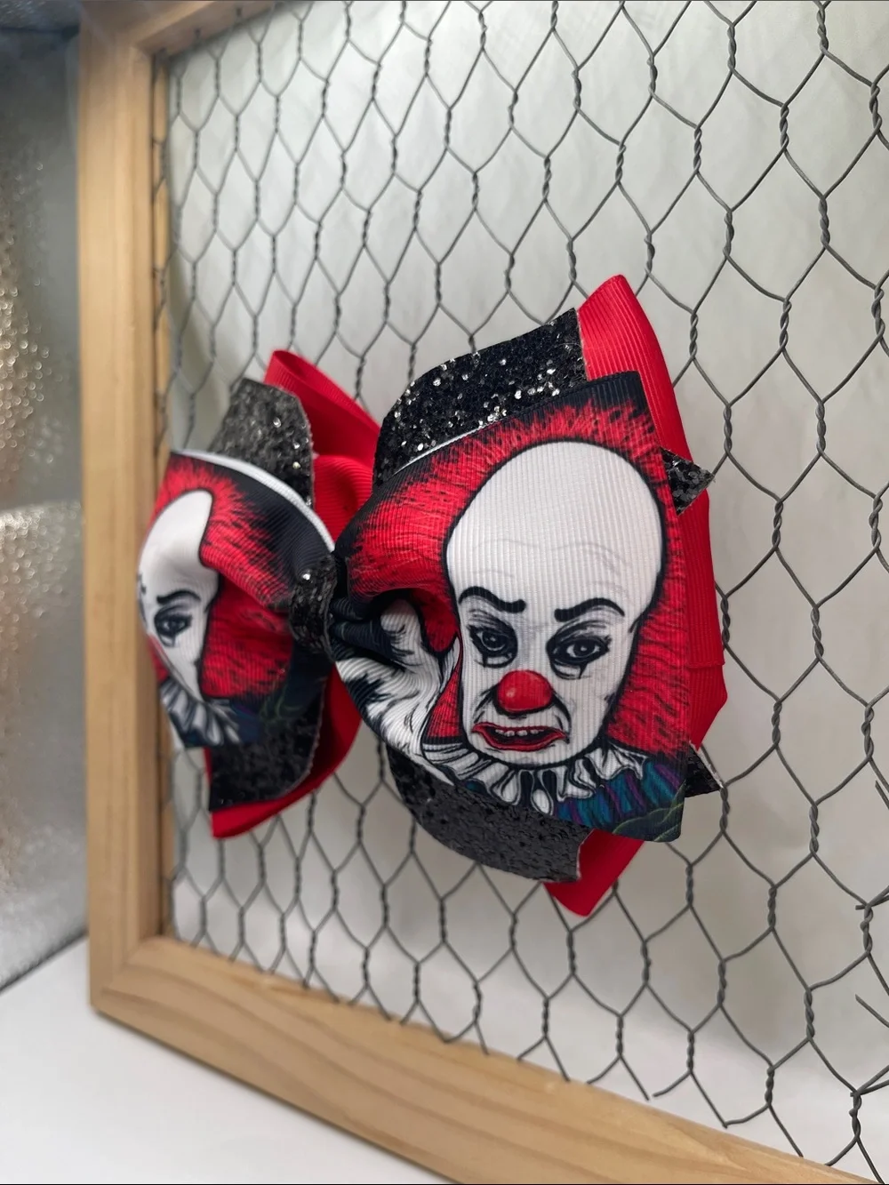 Handmade Spooky Clown Hair Bow